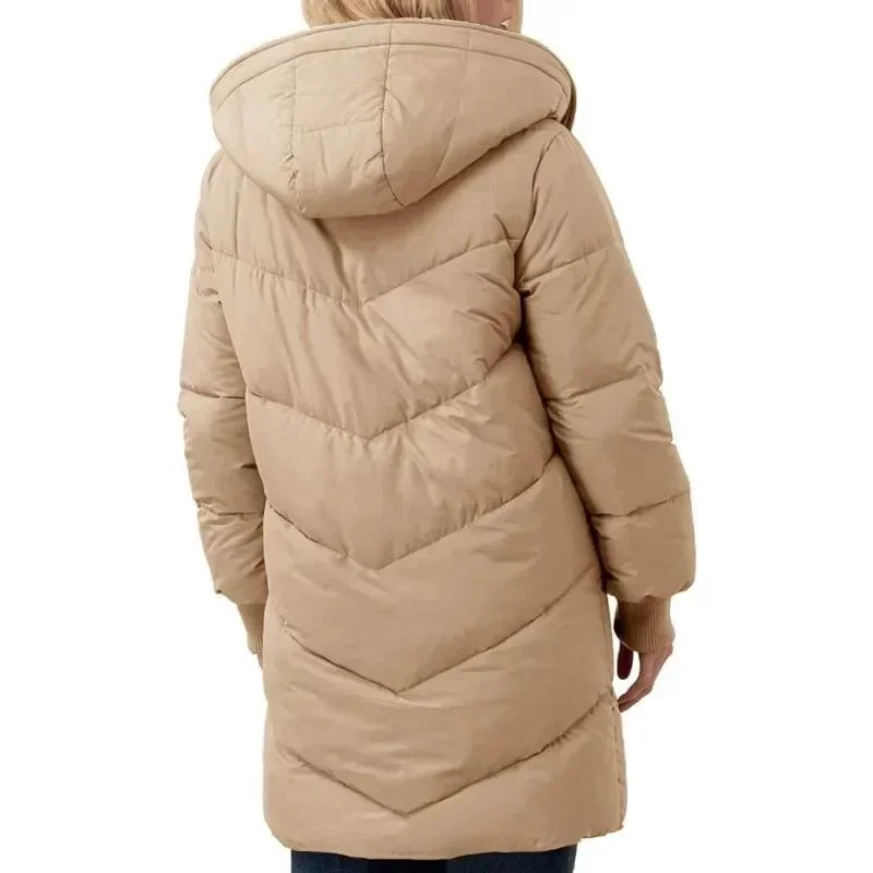 Jaquetas de manga comprida acolchoadas de algodão dupla face veludo velo parkas casacos de inverno femininos com capuz fino ajuste cardigan jaqueta