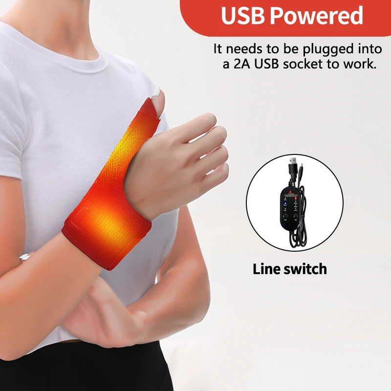 Pulso aquecido polegar massageador alimentado por usb artrite túnel do carpo alívio polegar tendinite entorses dor aliviar relaxamento muscular