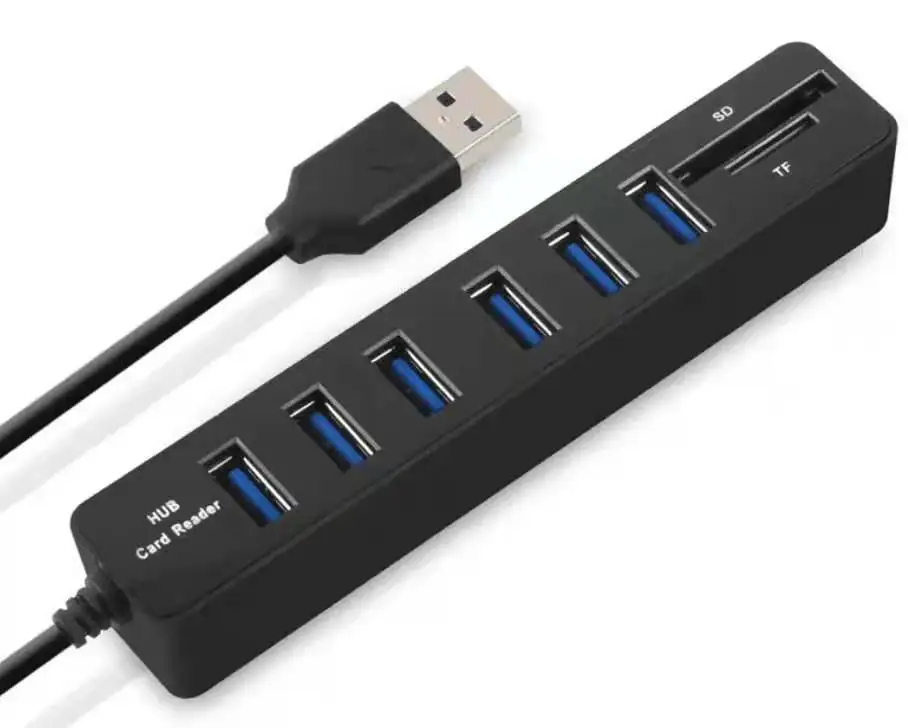 3 منافذ USB 2.0 HUB 6 Port USB2.0 Splitter + قارئ بطاقات صغير 2 في 1 قارئ بطاقات لـ SD TF Micro SD لنظام التشغيل Windows XP/7/8 Vist