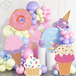 24/36inch Donut Kt Board Macaron Cake Ice Cream Cutout Backdrop for Birthday Wedding Baby Shower Baptism Summer Theme Party Deco
