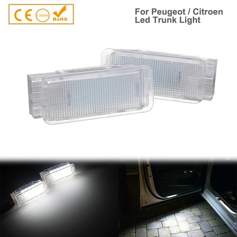 

2Pcs Led Luggage Trunk Light Glove Box Footwell Lamp For Peugeot 206 207 306 307 308 406 407 508 607 806 1007 3008 RCZ Expert