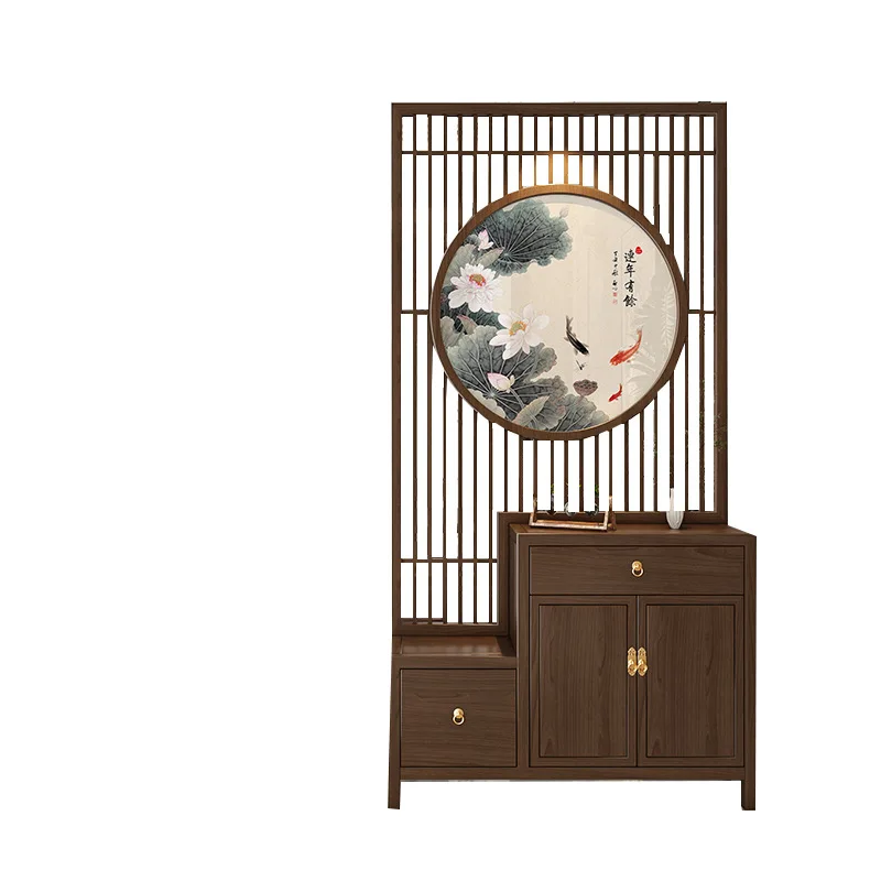 New Chinese-style home screen partition cabinet, living room porch cabinet, shoe changing stool integrated