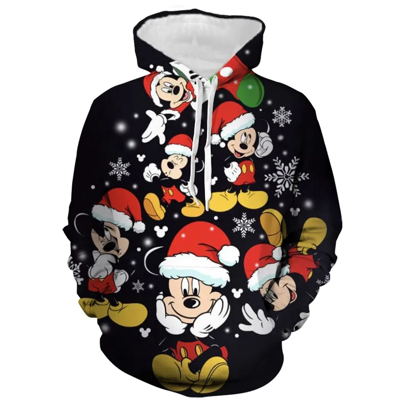 New Christmas Collection Hoodie Men's Fall Long Sleeve Disney Brand Winnie the Pooh and Mickey 3D Printed Casual Sweatshirt y2k