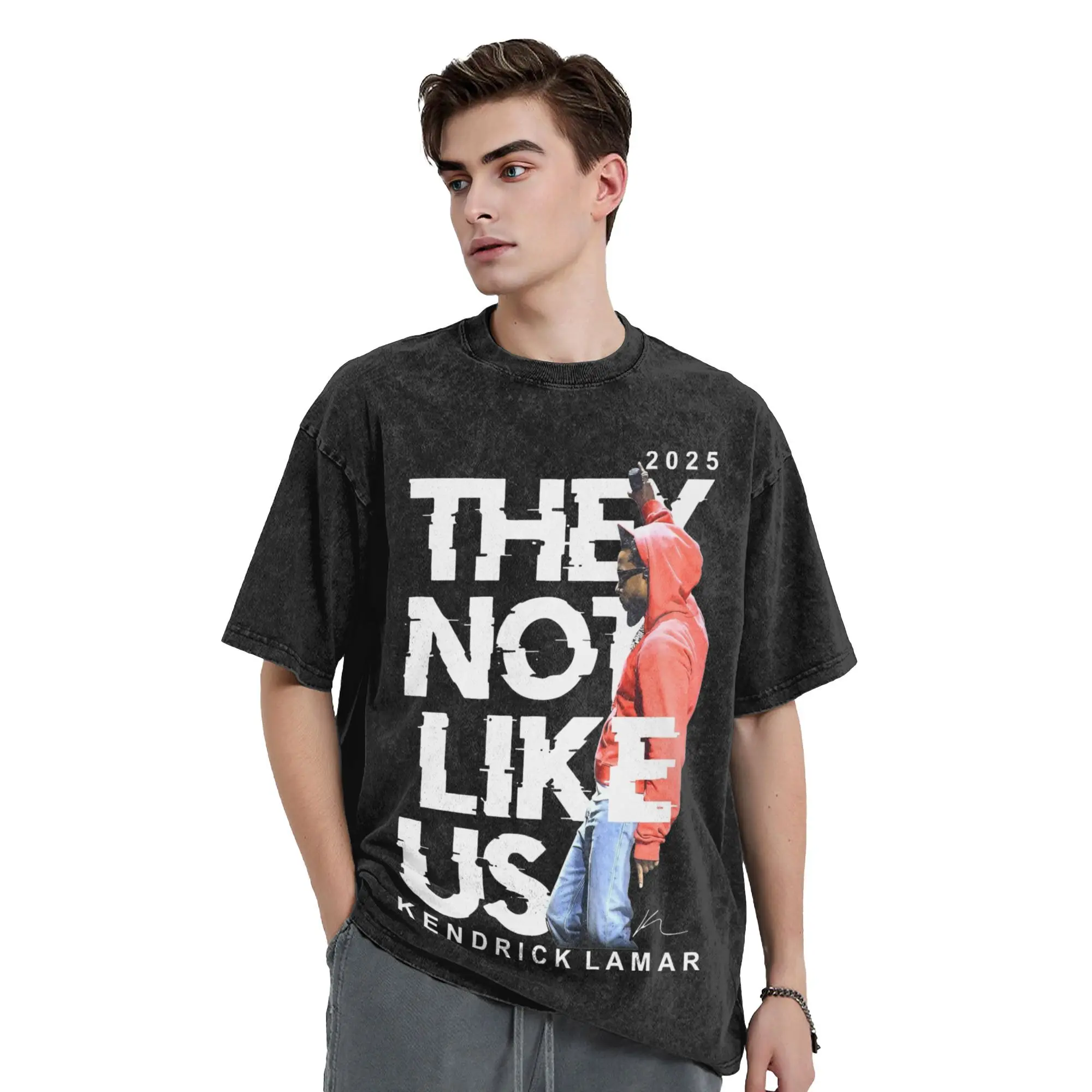 

Washed T Shirts Kendrick Lamar They Not Like Us Hip Hop Vintage T-Shirts Harajuku Streetwear 100% Cotton Summer Tees Men Women