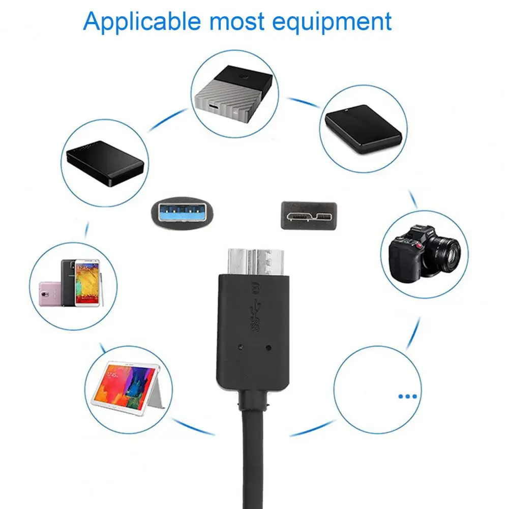 Data Cable  Reliable 5Gbps Lightweight  USB 3.0 A to Micro 3.0 B Male Adapter Cord External Hard Drive Accessory