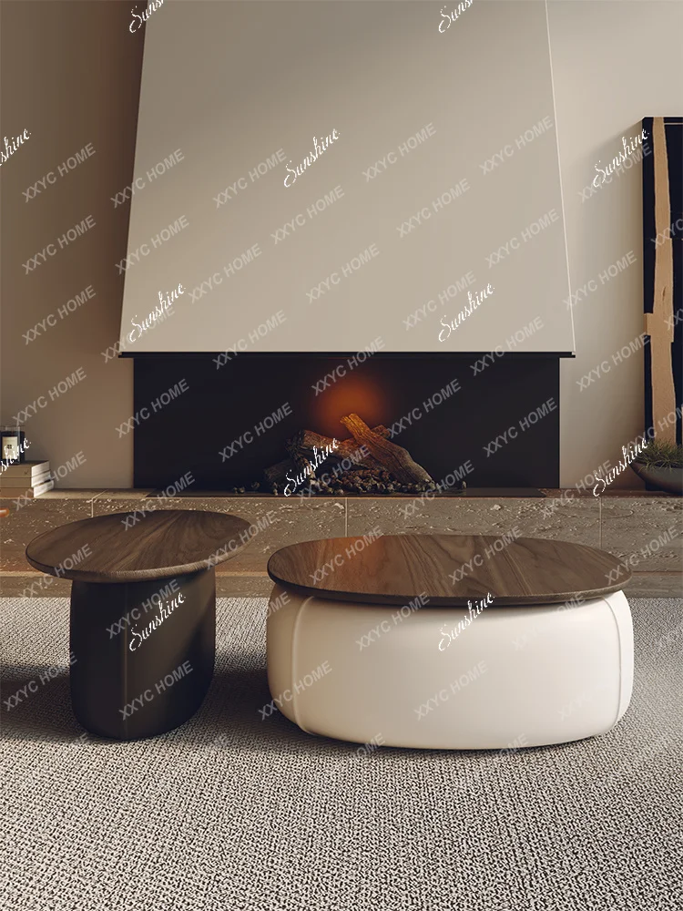 

MRound coffee table, living room, household small apartment, high-end sense, simple size combination, storage coffee table
