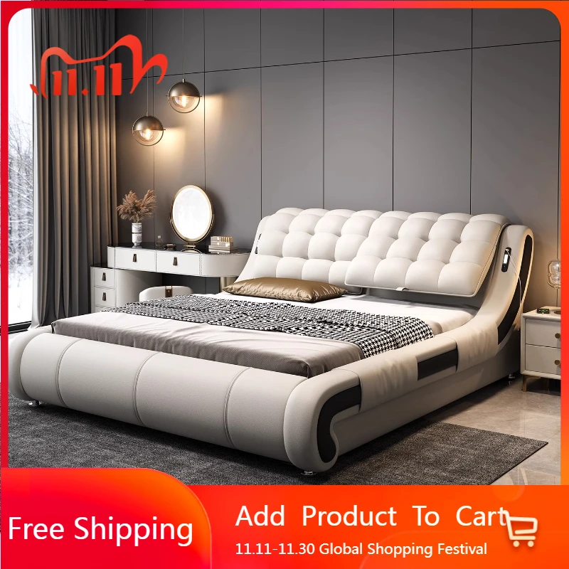 

Frame Bedroom Bed Multifunctional Leather Massage Beauty Design Tatami Massage Bed Sleeping Safe Muebles Lounge Suite Furniture