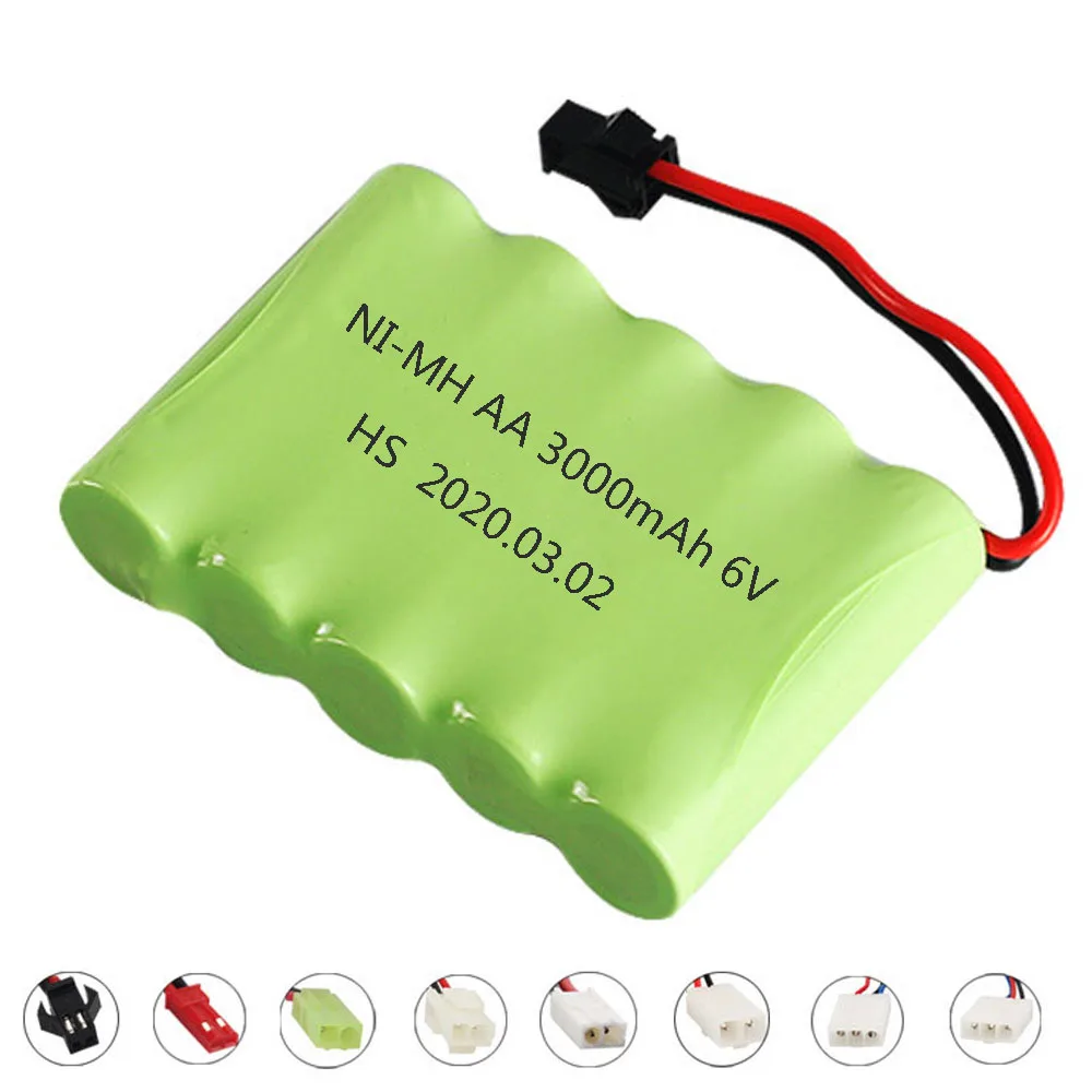 6V 3000mah NiMH AA Rechargeable Battery For Rc Toys Car Tank Truck Robot Gun Boat Ni-MH 6V Battery Pack SM/JST/EL-2P/TAMIYA Plug