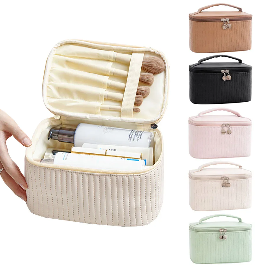 Kosmetyczki dla kobiet Podróżne kosmetyczki Śliczne etui Przenośne pudełko na kosmetyki w jednolitym kolorze Kosmetyczka Neceser PU Leather