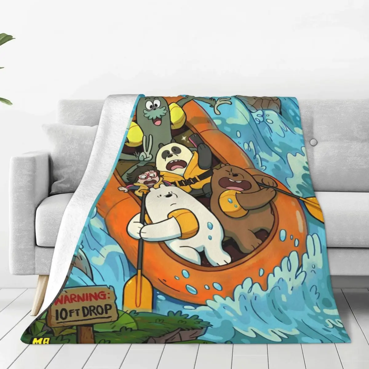 We Bare Bears Cute Cartoon Grizzly Panda Ice Bear Blanket Travel Flannel Throw Blanket For Couch Bed Soft Warm Quality Bedspread