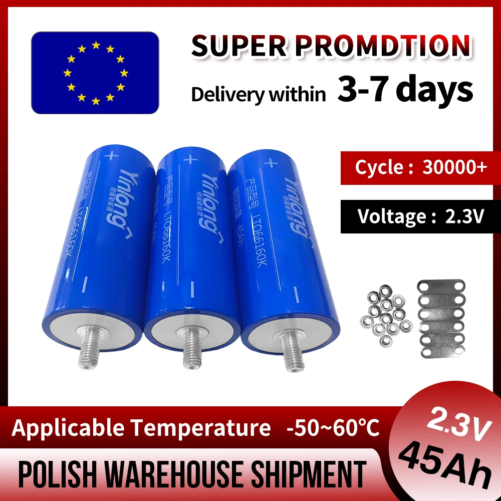 23V 45Ah, 100% originele Yinlong LTO 66160 lithium-titanium batterij DIY 12V/24V/48V zonne-energie