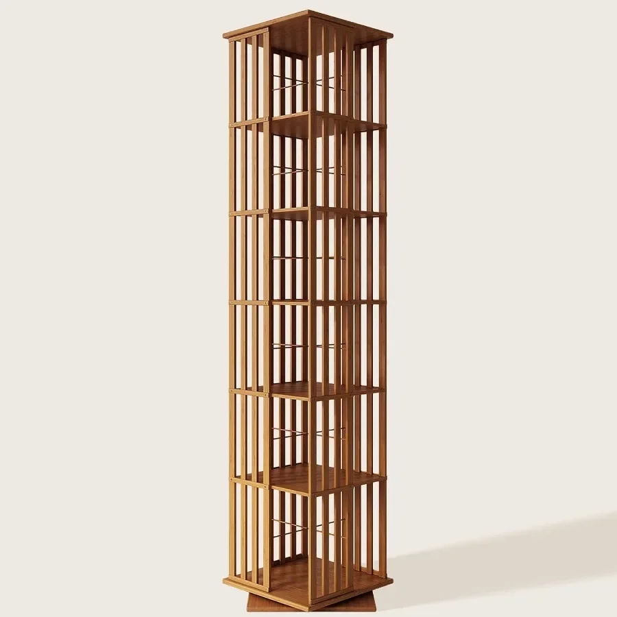 360° Rotating Bamboo CD/DVD Shelf - Space-Saving Media Storage Cabinet for Movies, Organizer with Super Compact Design