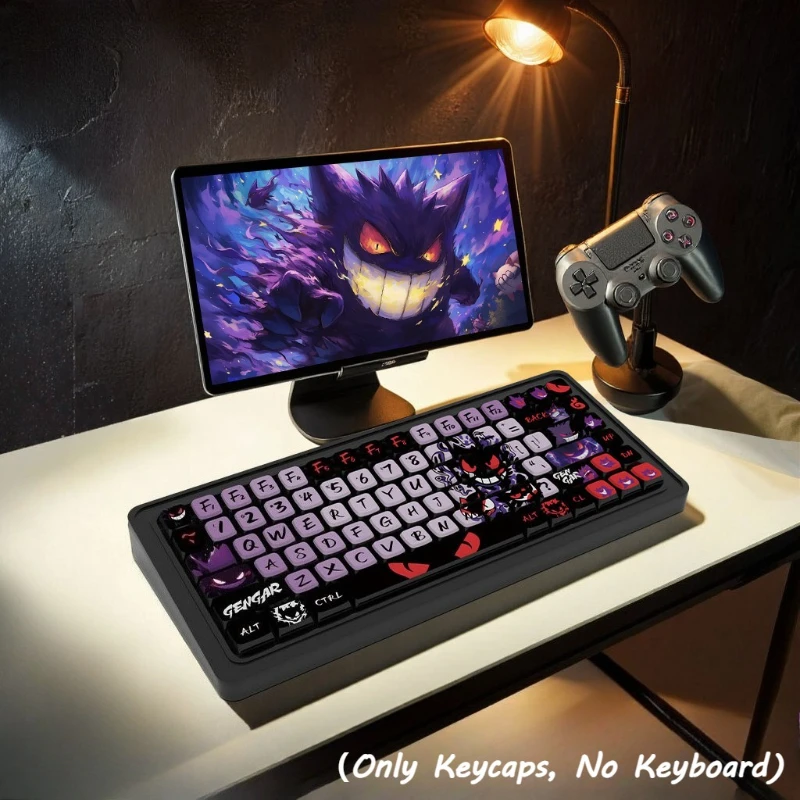 مجموعة أغطية مفاتيح مكونة من 125 مفتاحًا من الكرتون Gengar ملحقات لوحة المفاتيح الميكانيكية SA ارتفاع أربعة جوانب مادة PBT شفافة أغطية مفاتيح #3