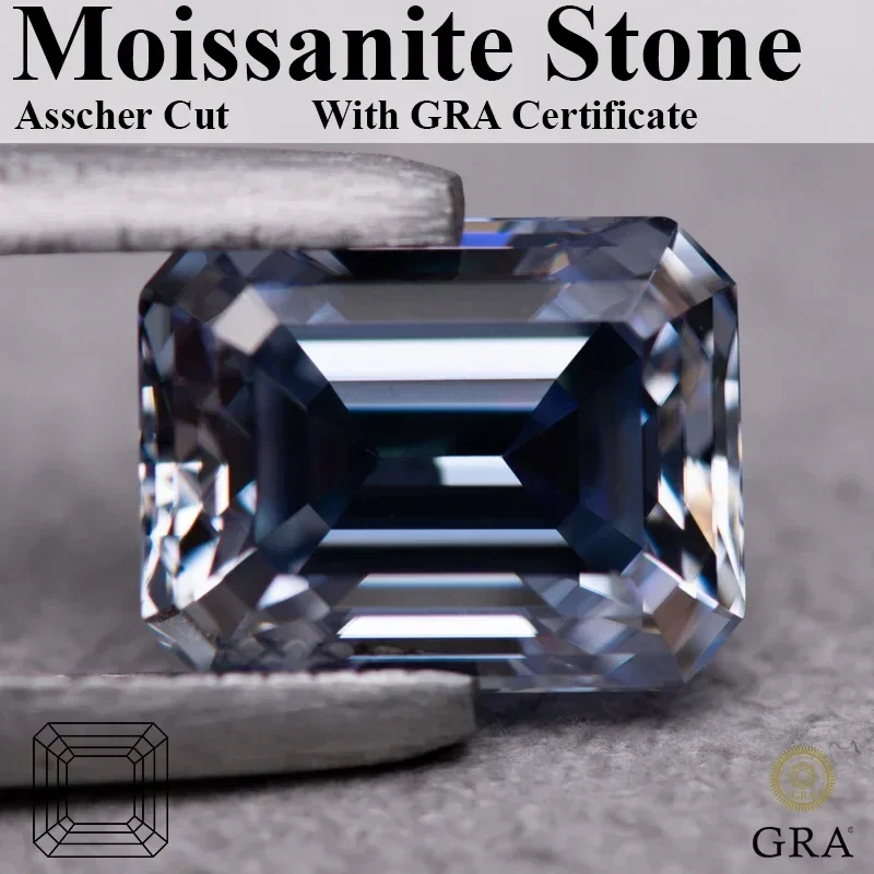 

Wholesale Moissanite Emerald Cut Lavender Color Gem Lab Grown Diamond Charm Jewelry Making Materials with GRA Certificate