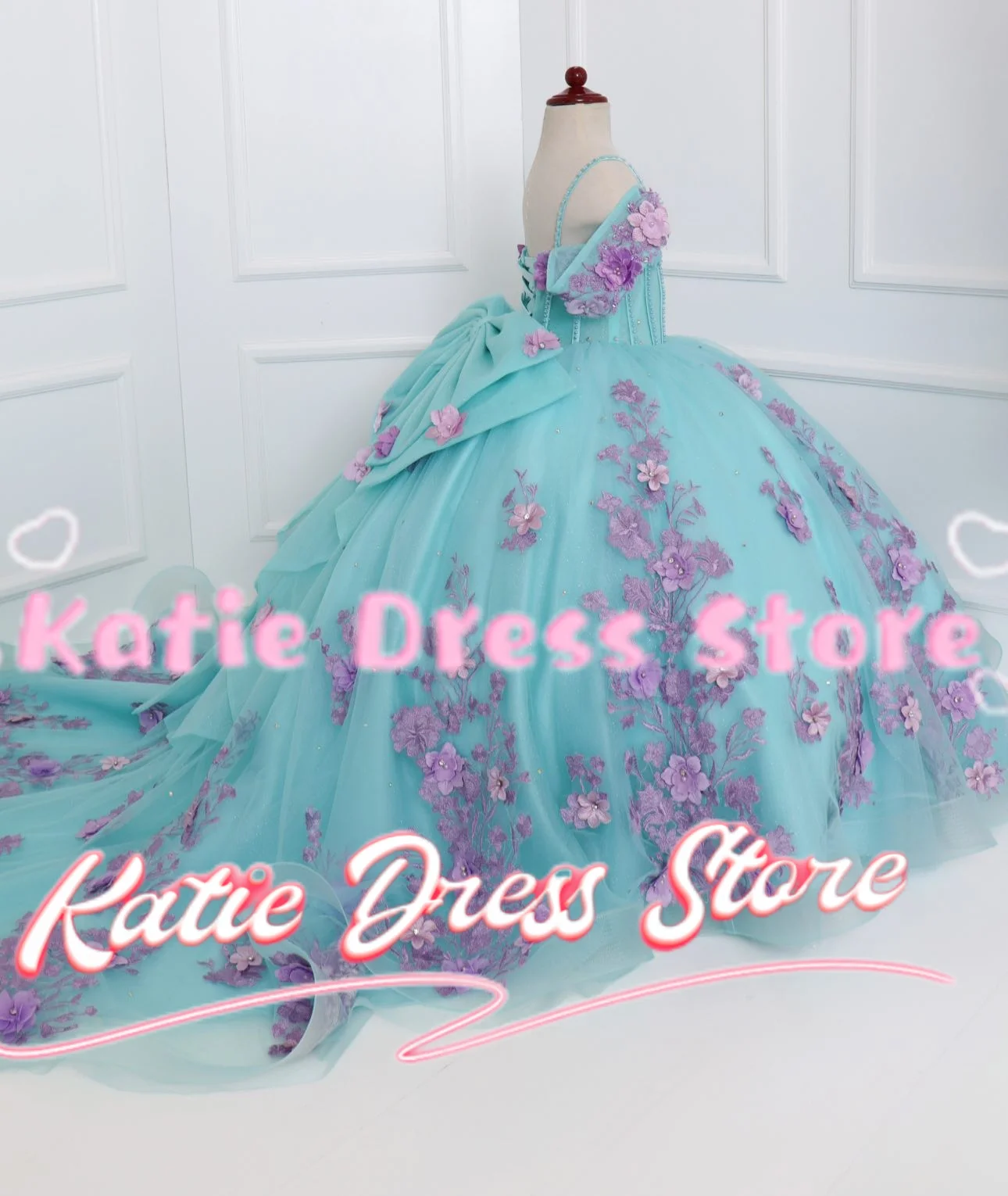 Elegant Customized Flower Girl Dress for Wedding Tulle Puffy Applique with Bow Kids Birthday Party First Communion Ball Gowns