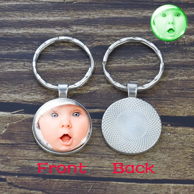 Diy Luminous Keychain Custom Logo Photo Glass Ball Key Chain Personalized Glow In The Dark Keyring for Family Friends Gift