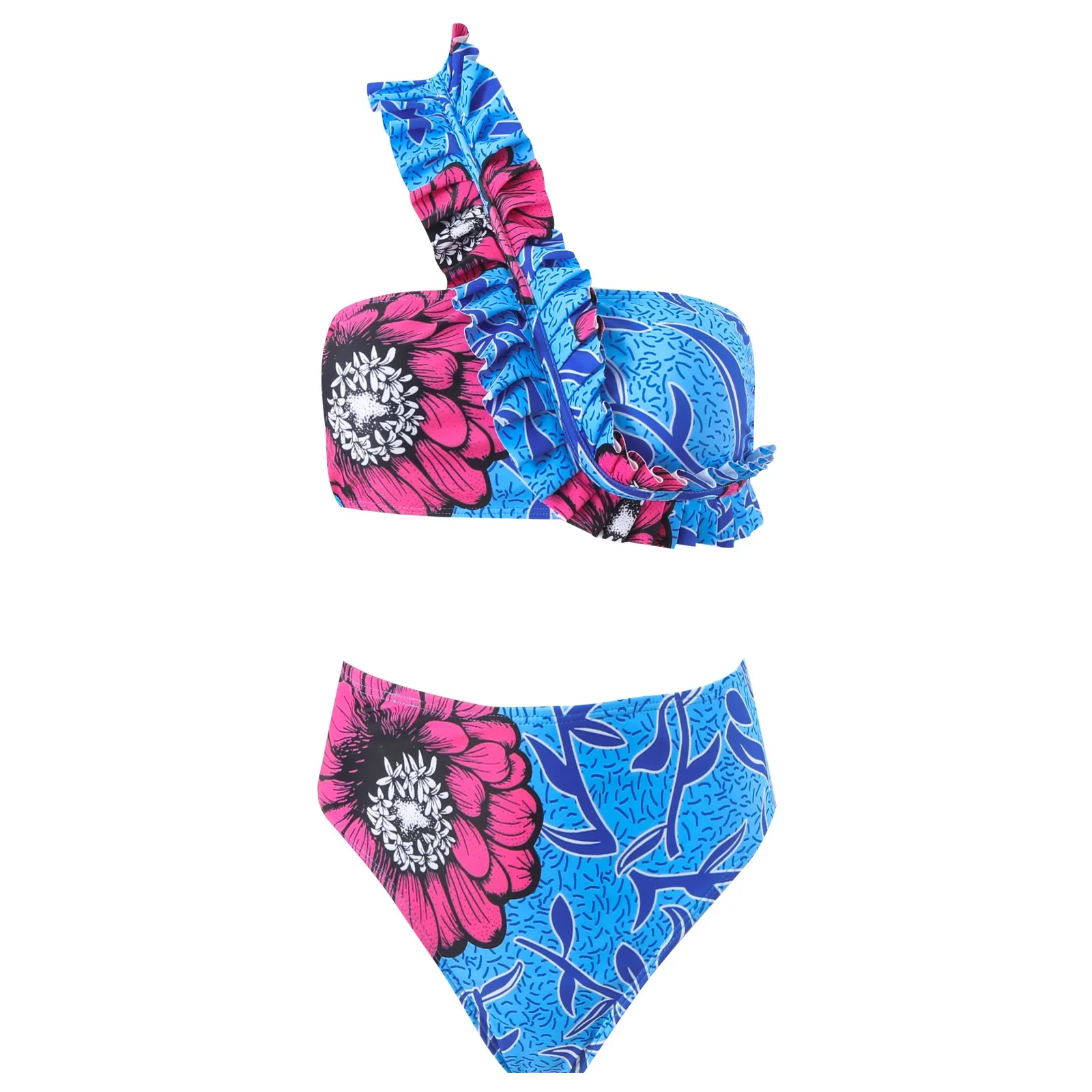 

High Waist Bikini 3-Piece Set Sexy Push-Up Long Pants Swimwear Women's Chiffon Beach Cover Up Summer Wide Leg Long Pants Female