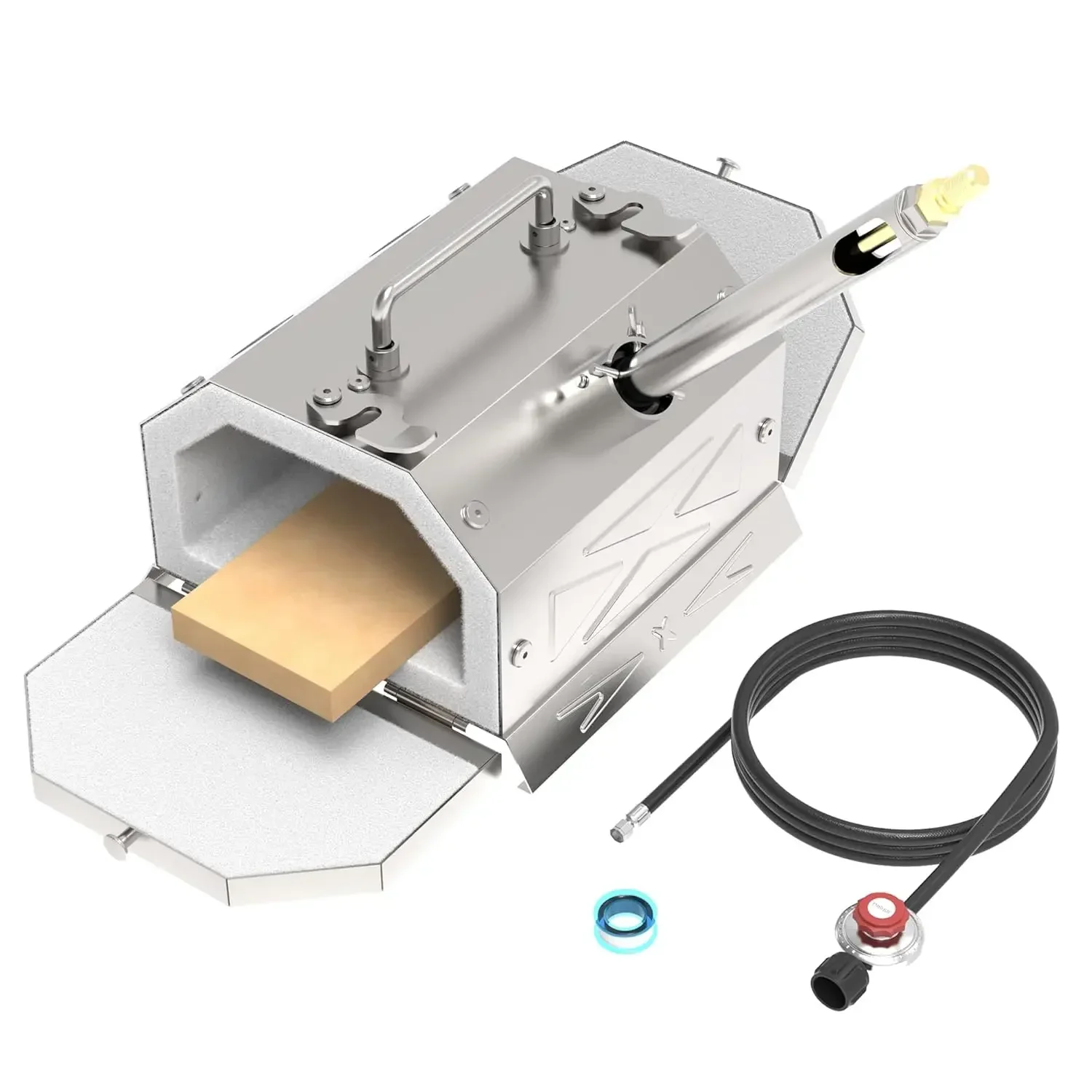 

1 Burner Gas Propane Forge 2600℉ Double Door mini Portable Equipment,Knife Making(Stainless Steel) Blacksmithing Farrier Tool, B