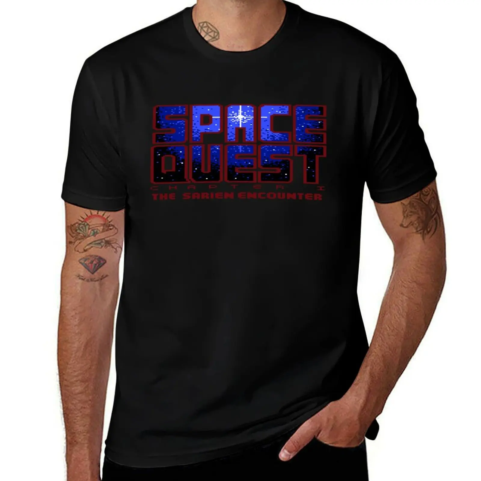 Space Quest 1 Pixel Style - Retro DOS game fan print T-Shirt Sweat Resistant Workout Tee Shirt