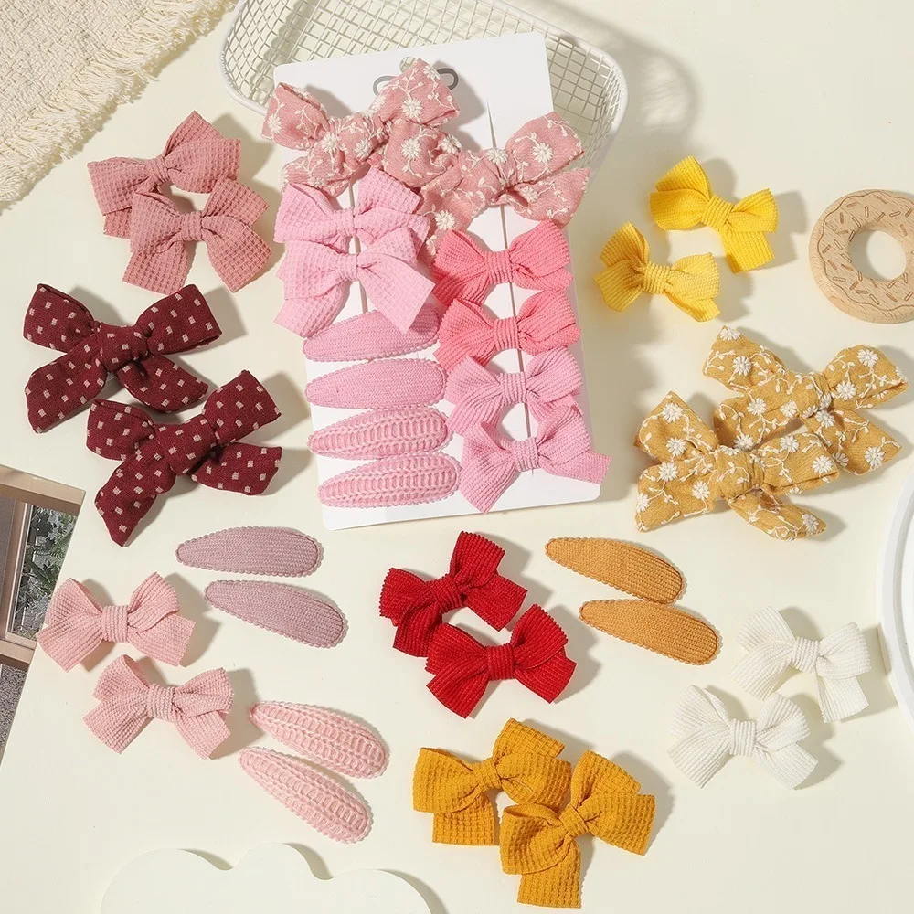 12-teiliges Set Mädchen Haarspangen mit Schleife, Niedliche Stoff-Haarklammern, Rutschfeste Haarnadeln für Kleinkinder, Kinder und Teenager, Haaraccessoires – Detail 5