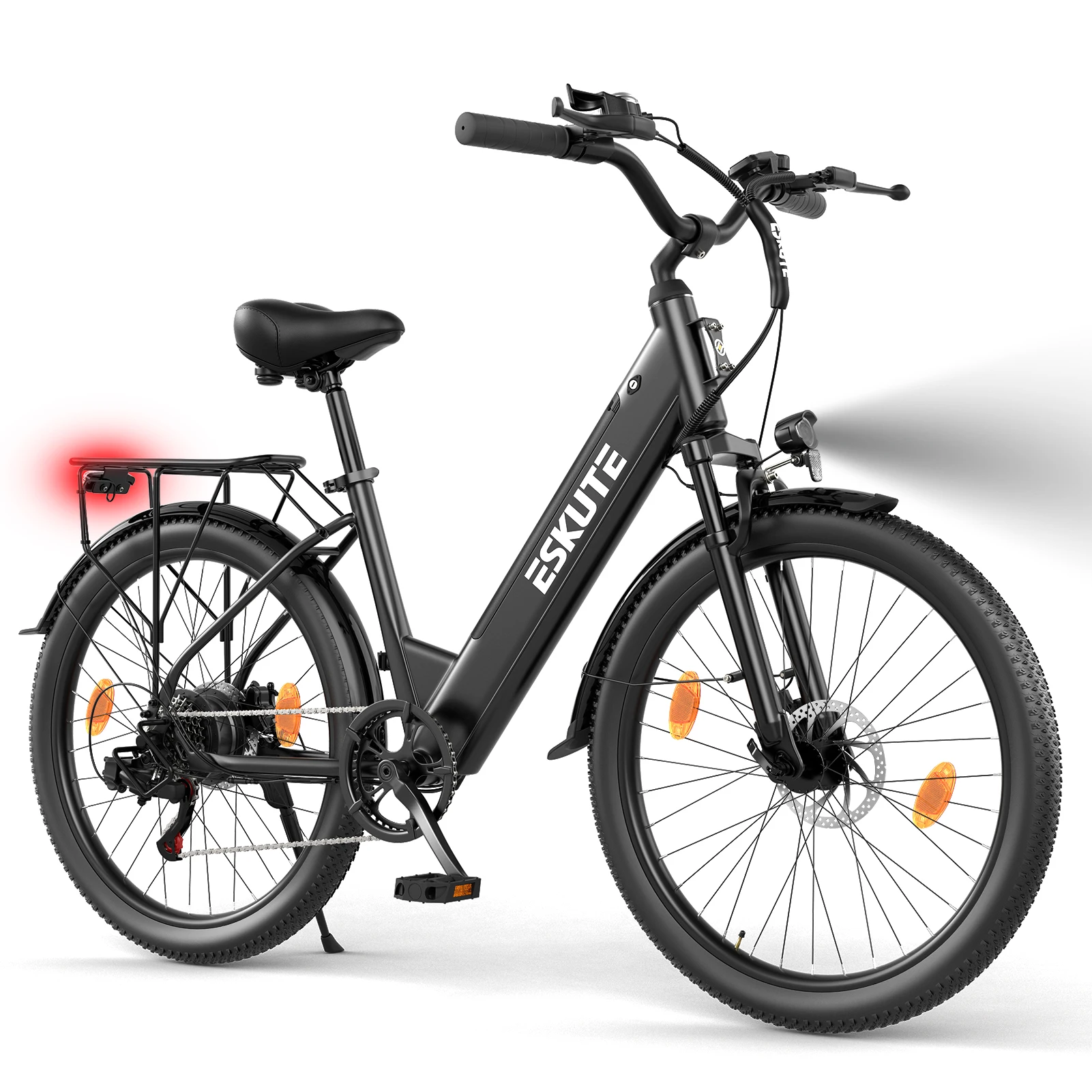 ESKUTE C100 PLUS Elektrofahrrad für Erwachsene, 250 W, E-City-Elektrofahrrad, Urban Commuter, 36 V, 13 Ah, Batterie, 26-Zoll-Reifen, E-Bike – Detail 10