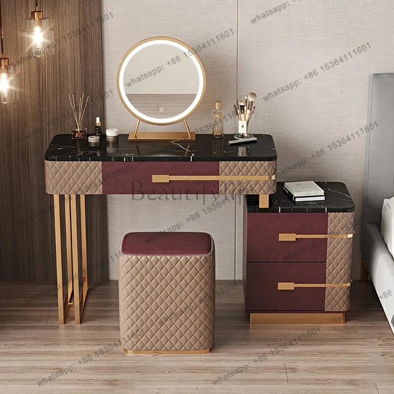 

smart home Mirror Cabinet Storage Vanity Table Makeup Aesthetic Decor Luxury Dressing Table Desk Drawer Tocador Con Espejo Room