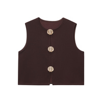 Summer new women's fashion casual European and American style vest button decoration top