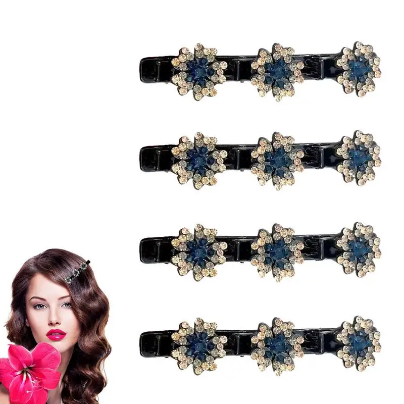 Sparkling Braided Hair Clips 4pcs Sparkling Attractive Hair Clips For Mother Lover Gift Perfect Hair Accessories For Dancing The