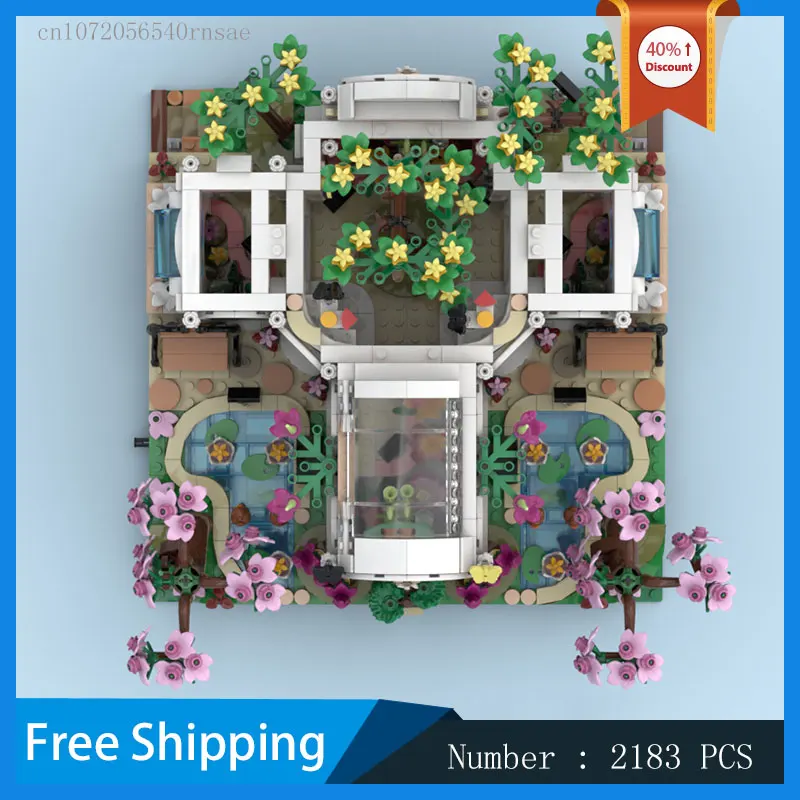 Giardino botanico MOC Building Blocks Architettura urbana Paesaggio Modello Mattoni fai da te Regalo di Natale Paesaggio stradale Giocattoli di assemblaggio