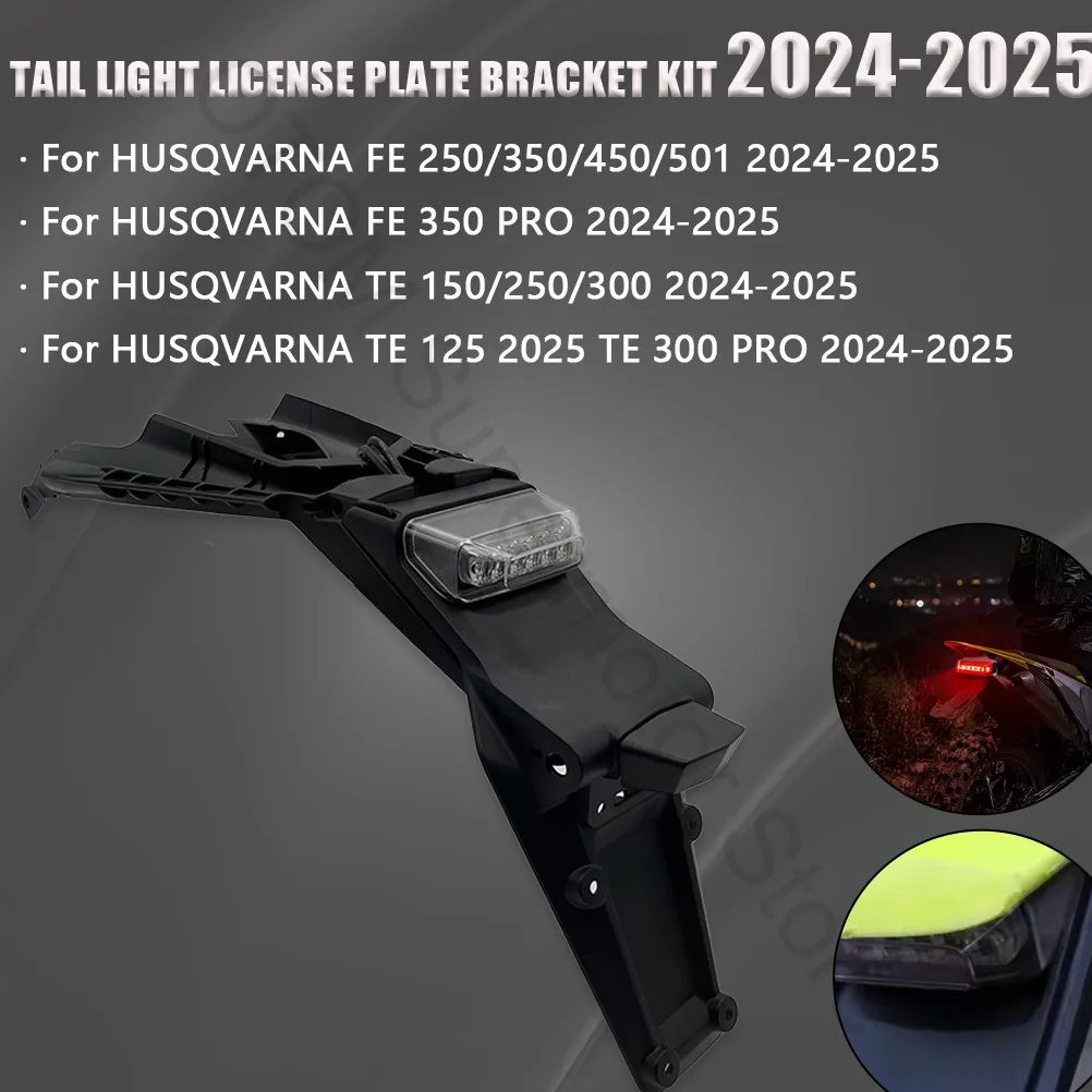 For HUSQVARNA 2024-2025 Motorcycle Tail Light License Plate Light Taillight Bracket License Plate Holder Extension Kit FE TE 250