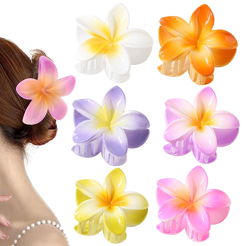 8CM grande Plumeria piatto di fiori smerigliati fermaglio per capelli fermaglio per capelli accessorio per capelli con Clip di squalo