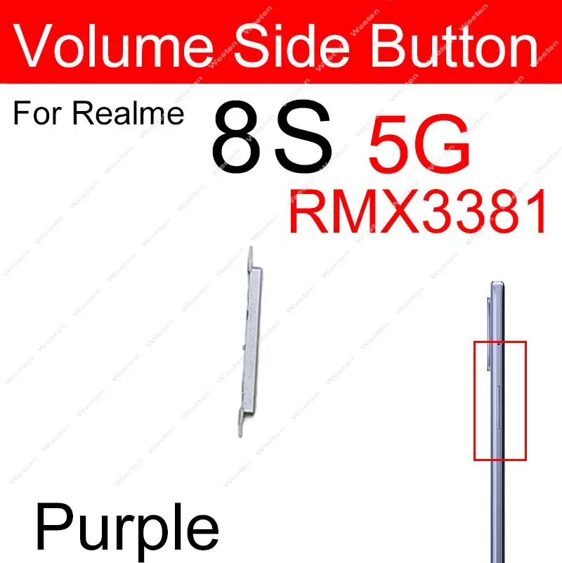 Power Volume Side Button For Realme 8 Pro 8i 8 8S 5G 9 Pro Side Key Volume Power On OFF Mini Button Replacement Spare Parts