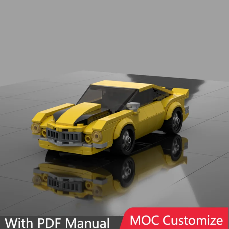 

277 шт. MOC на заказ, креативный классический желтый гоночный автомобиль, строительные блоки, модель, обучающая сборная игрушка для мальчиков, рождественские подарки