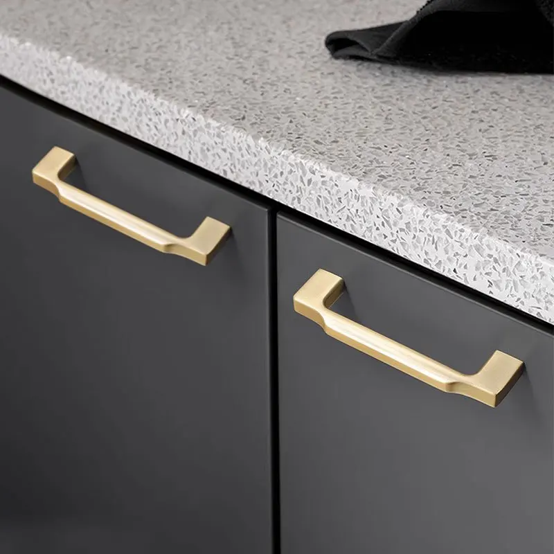 Modern Kitchen Cabinet Handles Brushed Gold Black Grey Bedroom Wardrobe Pulls Zinc Alloy Cupboard Door Handle Furniture Hardware