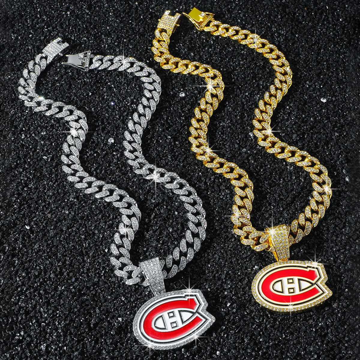 

Trend Men's Full Diamond Chain Hip-Hop Personalized Dripping Ice Hockey Wild Leopard LOGO Pendant Necklace