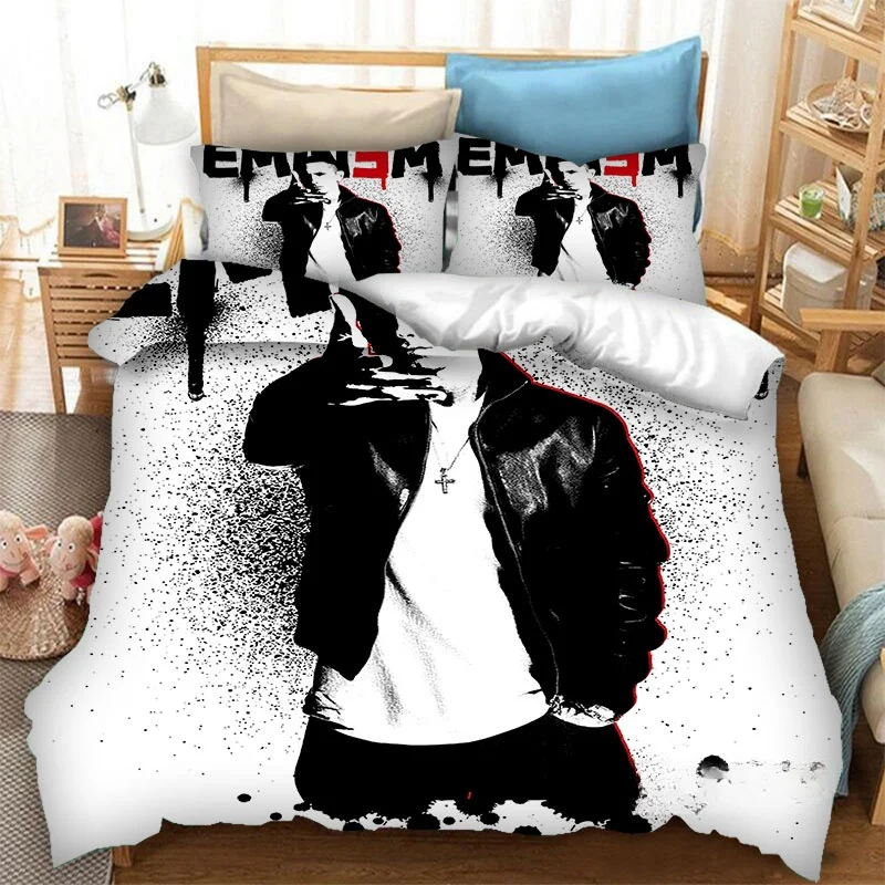 Fashion Hip hop Singer E-EMINEM Bedding Set Boys Girls Twin Queen King Size Duvet Cover Pillowcase Bed boys Adult Home Textiles