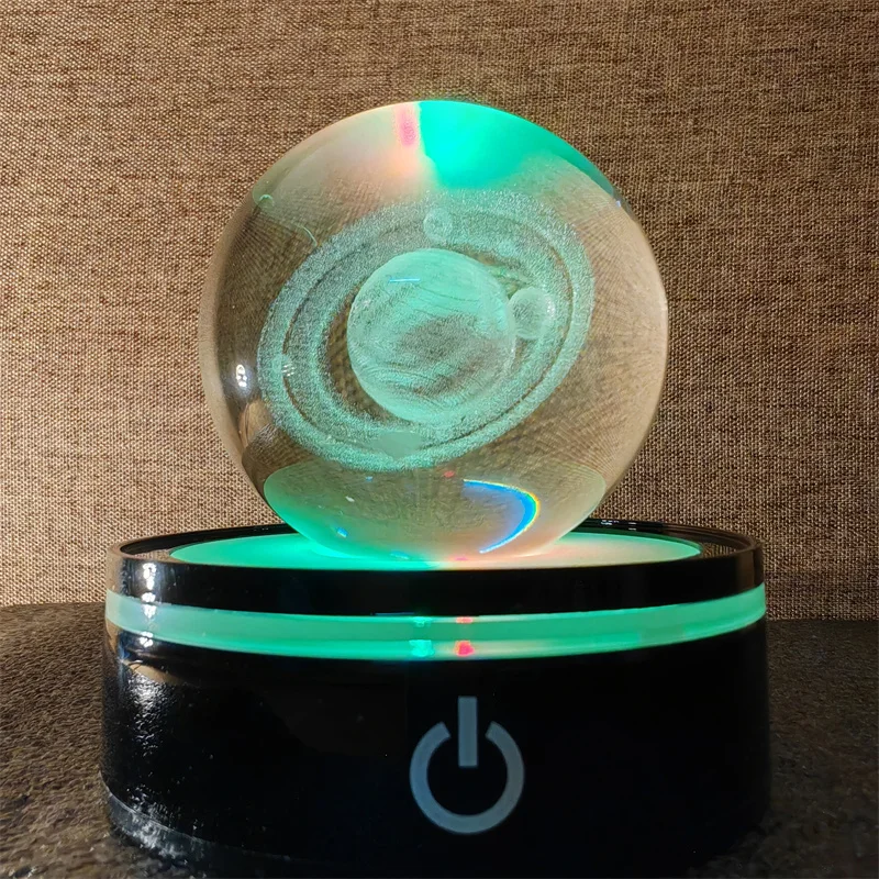 3D クリスタルボールレーザー彫刻惑星クリスタルボール太陽系地球儀