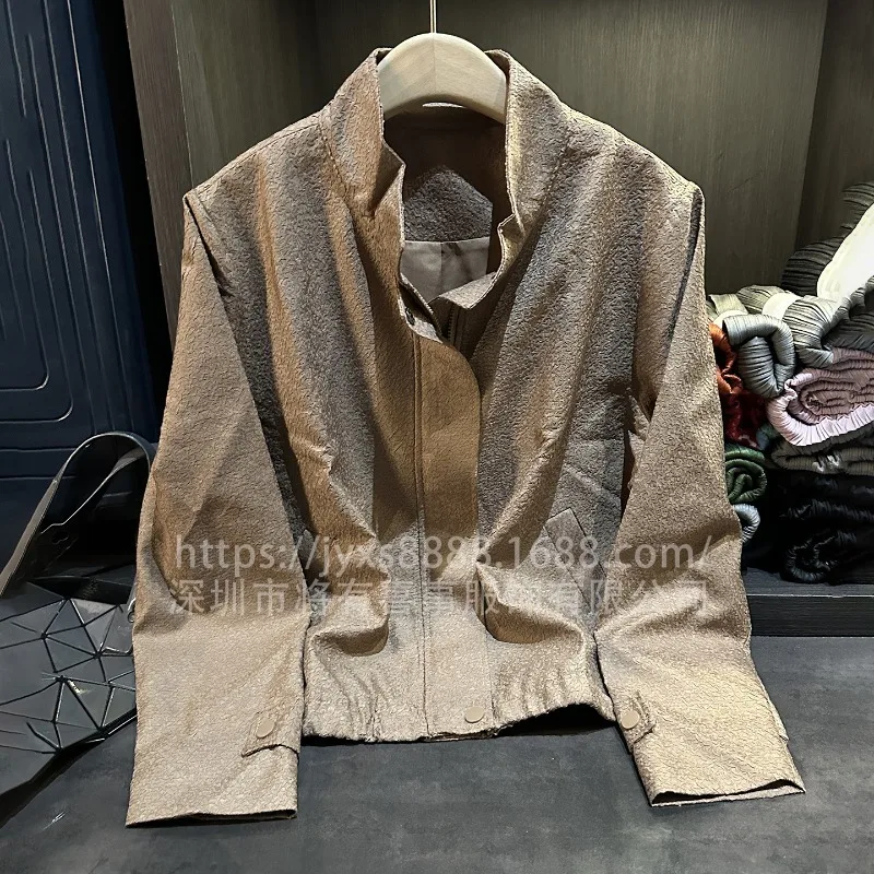 

Miyake плиссированная куртка 2025 Senior Sense однотонная плиссированная куртка с лацканами и шортами, женская новая повседневная тонкая универсальная пригородная куртка