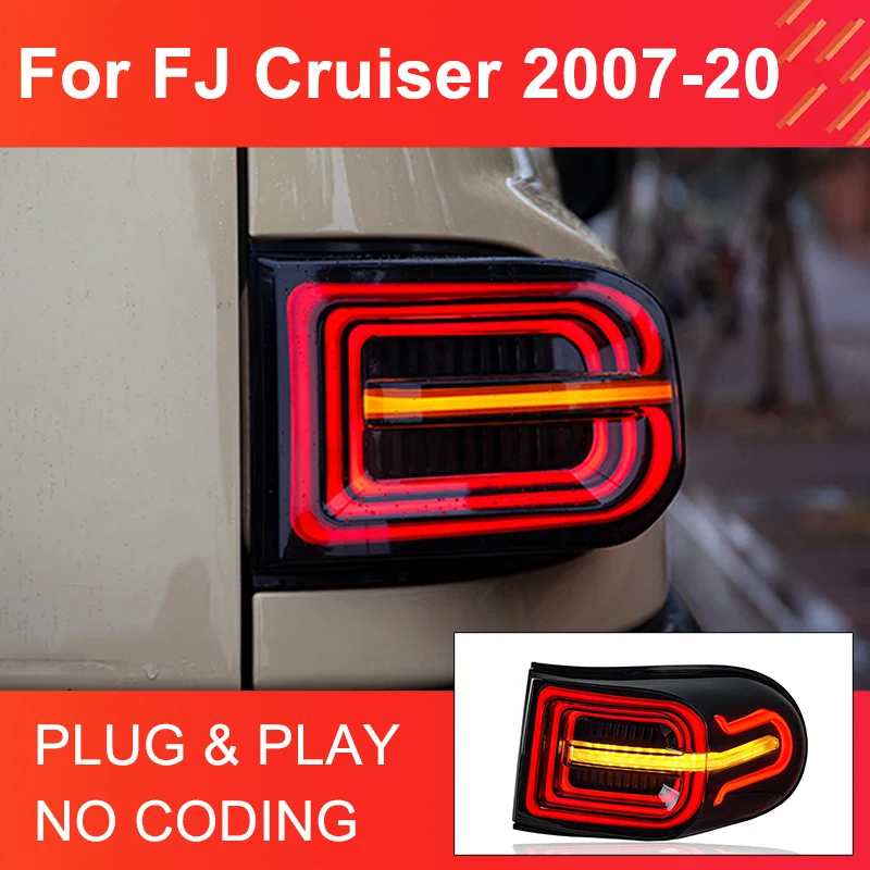 

1 Pair LED Tail Lights Assembly for FJ Cruiser 2007-2020 Taillights Plug and Play LED Dynamic Turning Animation Rear Tail lights
