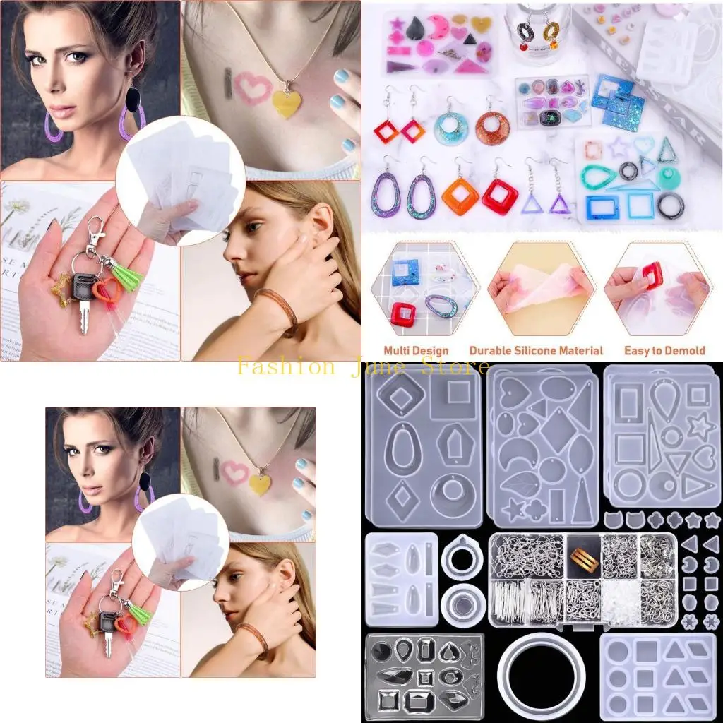 

N5KA 1 комплект, набор форм для эпоксидной смолы с кристаллами, силиконовая форма для сережек, подвесок с крючками для сережек,