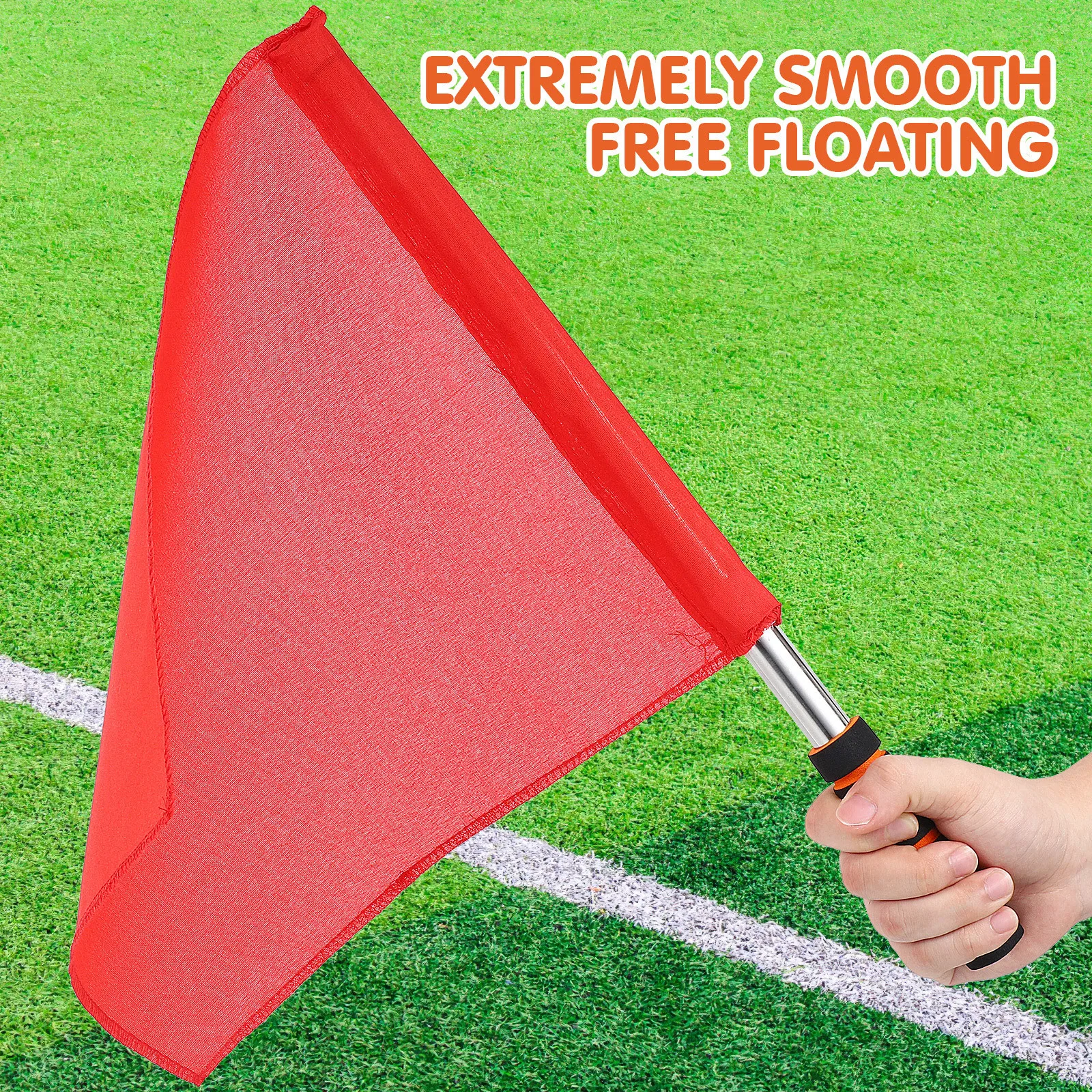 4 قطعة أعلام الحكم أعلام الإشارة المحمولة لمباراة رياضية سباق المنافسة خفيفة الوزن مقبض من الفولاذ المقاوم للصدأ كرة القدم في الهواء الطلق #3