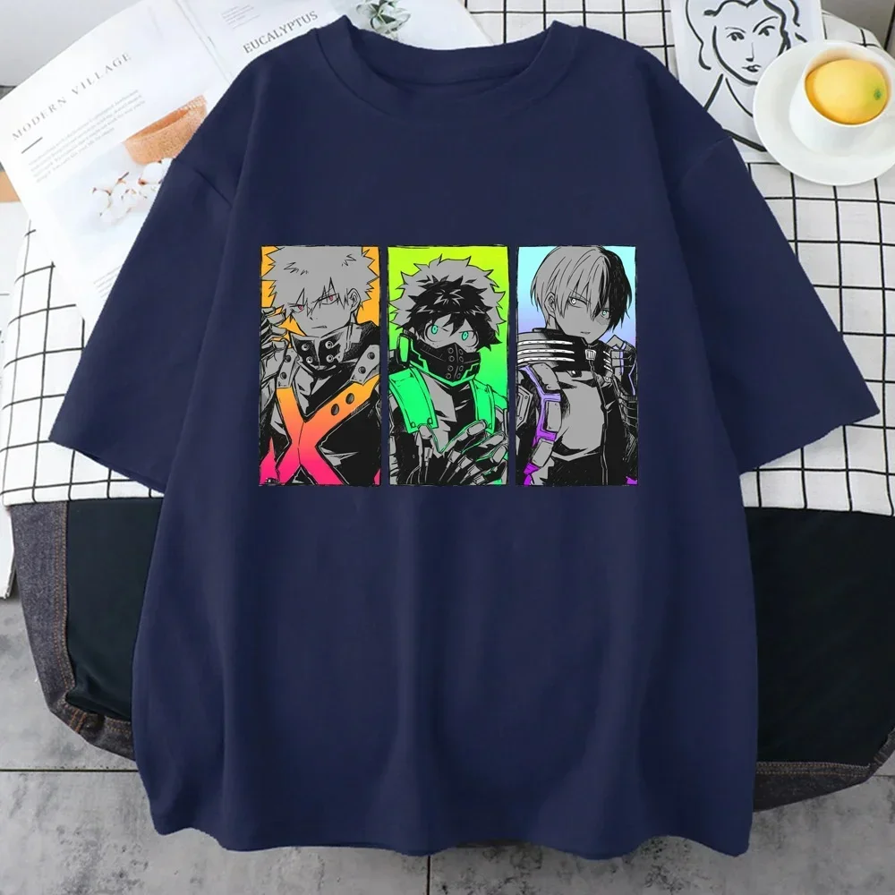 New Deku Bakugou Katsuki Todoroki Shoto Graphic Print Cool T-Shirt Crew Neck Loose Short Sleeve Tops