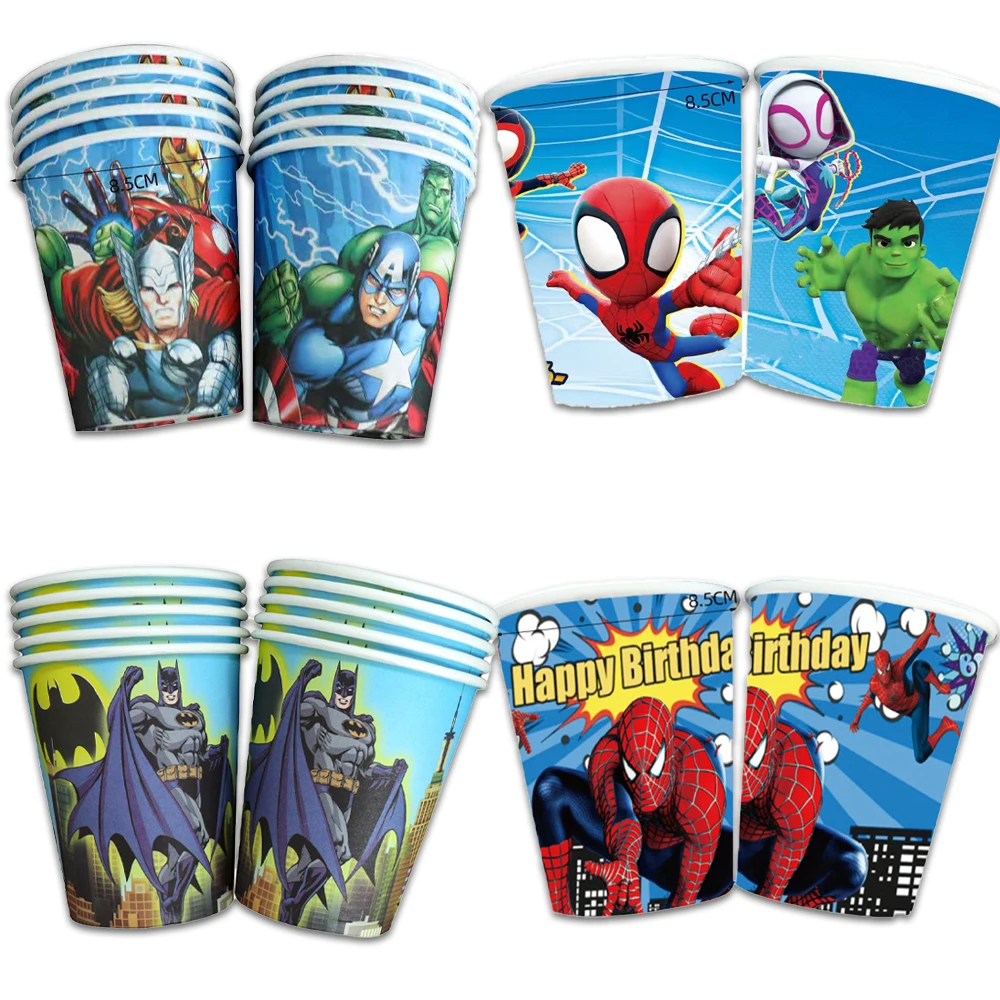 10pcs/lot Superhero Party Decoration Cups Girls Boys Favor Children Birthday Party Cup Baby Shower Supplies