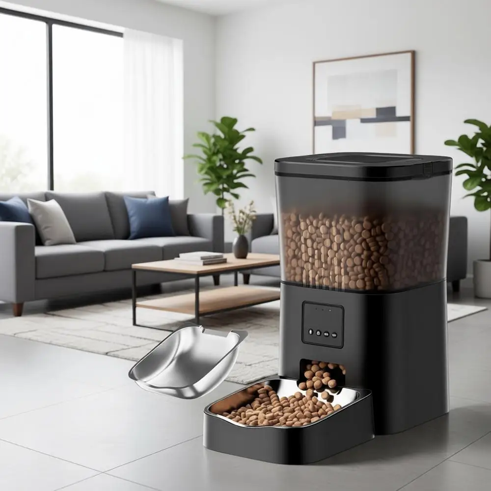 

2.4Ghz Smart APP Control Timed Food Dispenser with Desiccant Bag for Cats, Easy Setup and Clean, Voice Recorder, Up to 10 Meals