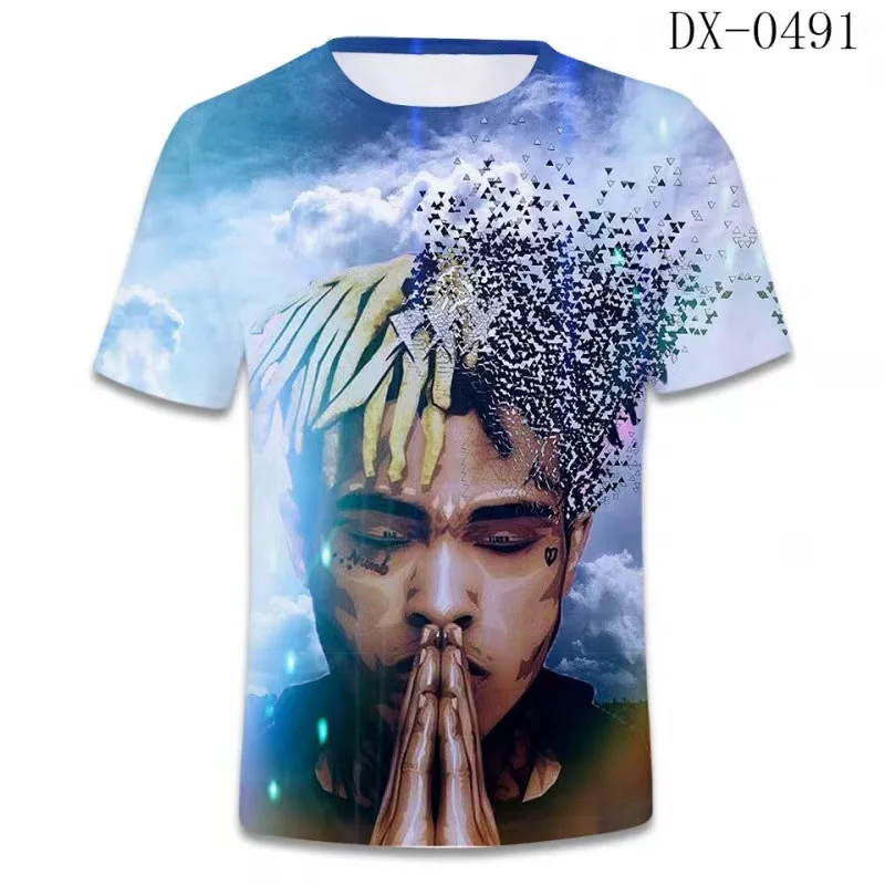 European and American rapper xxxxtentacion commemorative 3D cultural T-shirt for men and women street trend short sleeved