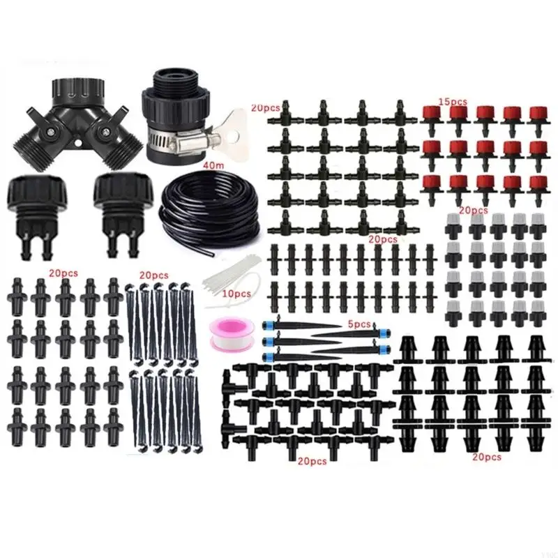 

40M Drip Irrigation System Set 20 Adjustable Sprinklers Water Saving Gardening Greenhouse Watering Equipment With Pipes Y4QC