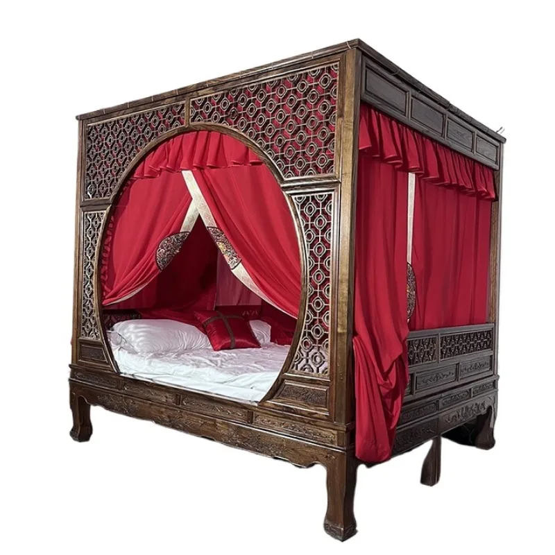 

Miaopula classical shelf bed mantle Chinese court cream style retro romantic ancient style bedroom skin yarn mosquito net