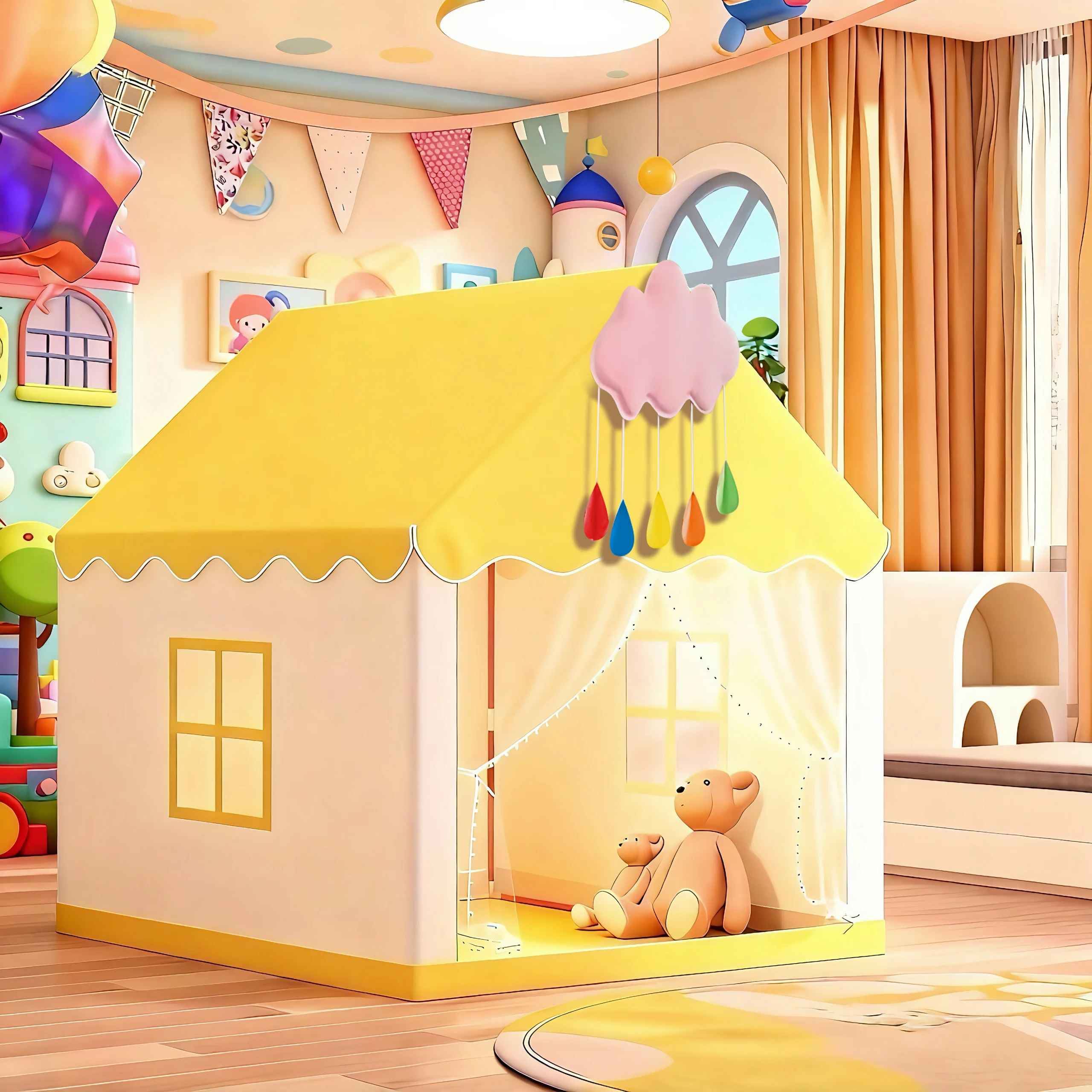 قسم مظلة السرير، خيمة قلعة الأميرة الخيالية، مساحة سرية للبنين والبنات، خيمة لعب محمولة للأطفال، بيت ألعاب التظاهر، ديكور حفلات أعياد الميلاد/عيد الميلاد/عيد الشكر/الهالوين، هدية العيد، الملحقات والأضواء غير متضمنة