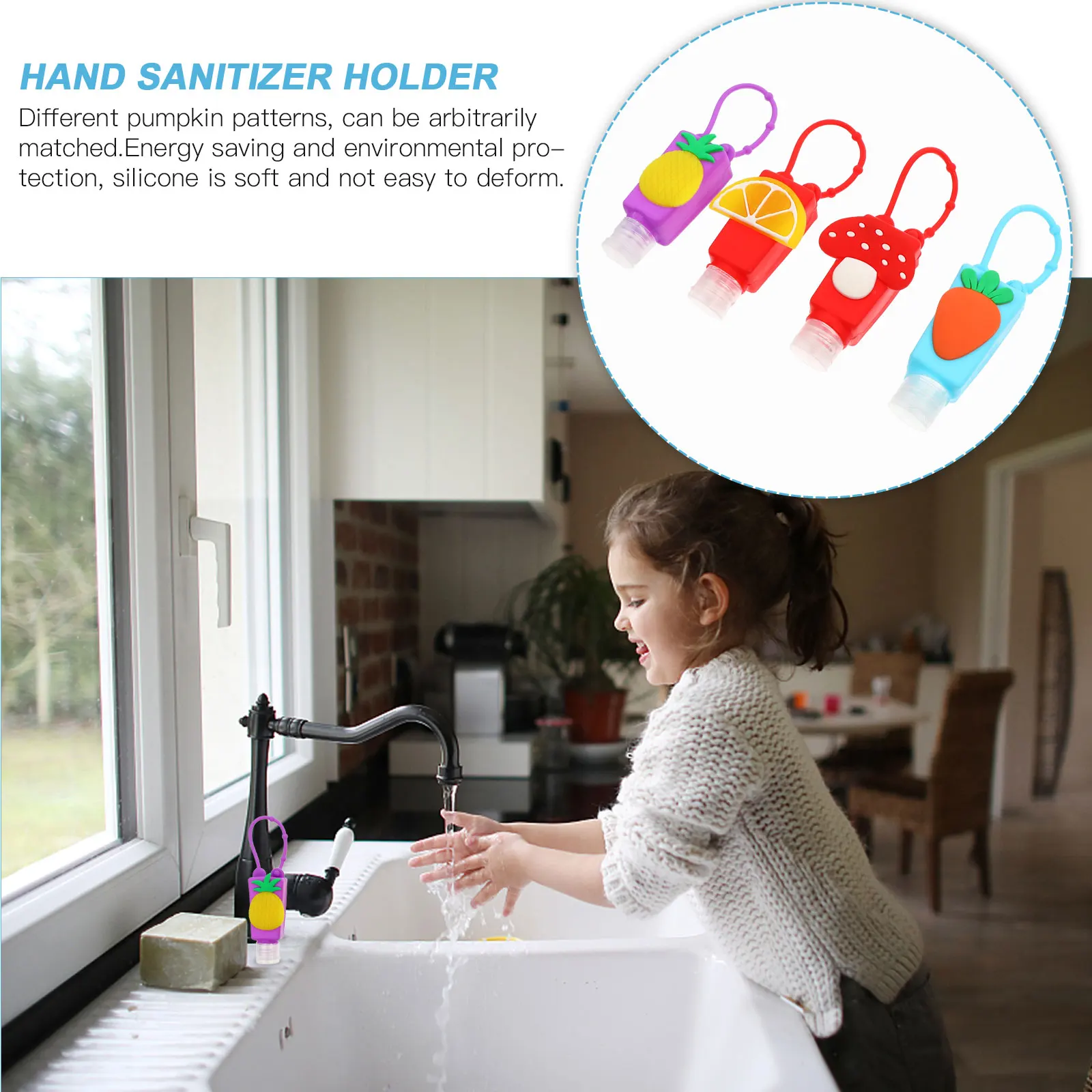 4 個 30 ミリリットルハンドホルダー素敵なフルーツパターンの空のトラベルボトル再利用可能なシリコーン液体ボトルケース用