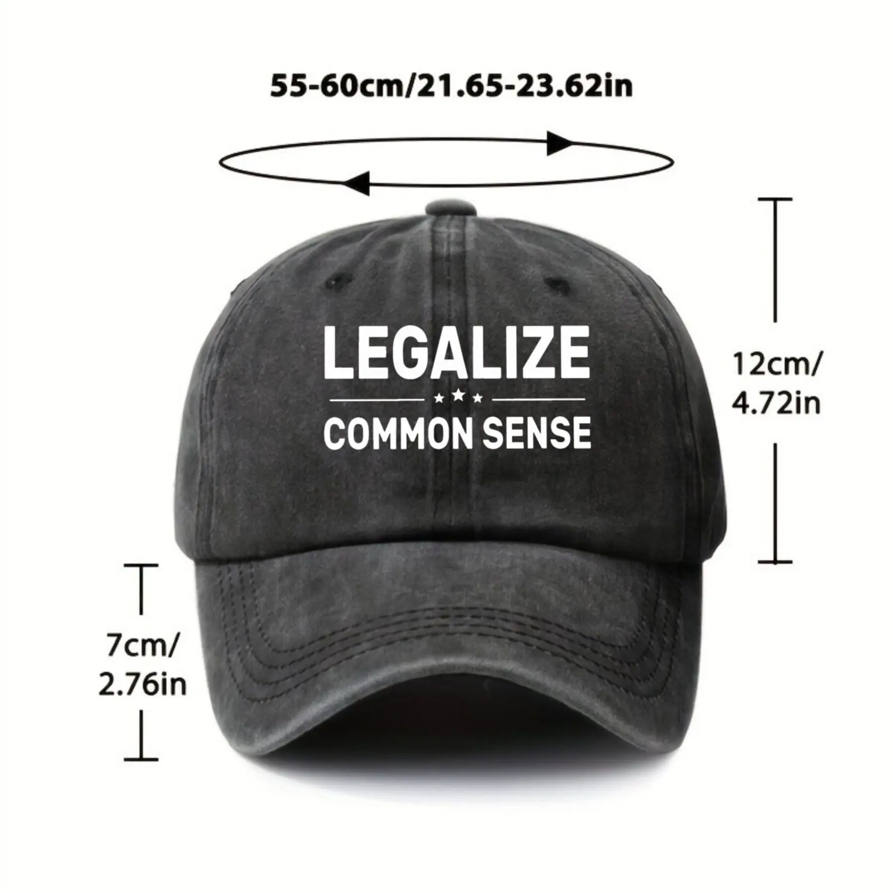 Customization Legalize Common Sense Humorous Quote Cap - Vintage Washed Retro Distressed Adjustable Baseball Hat Suitable For -